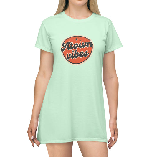 Atown Vibes™ T-Shirt Dress Austin Texas - Cute Casual Long Tee Dress