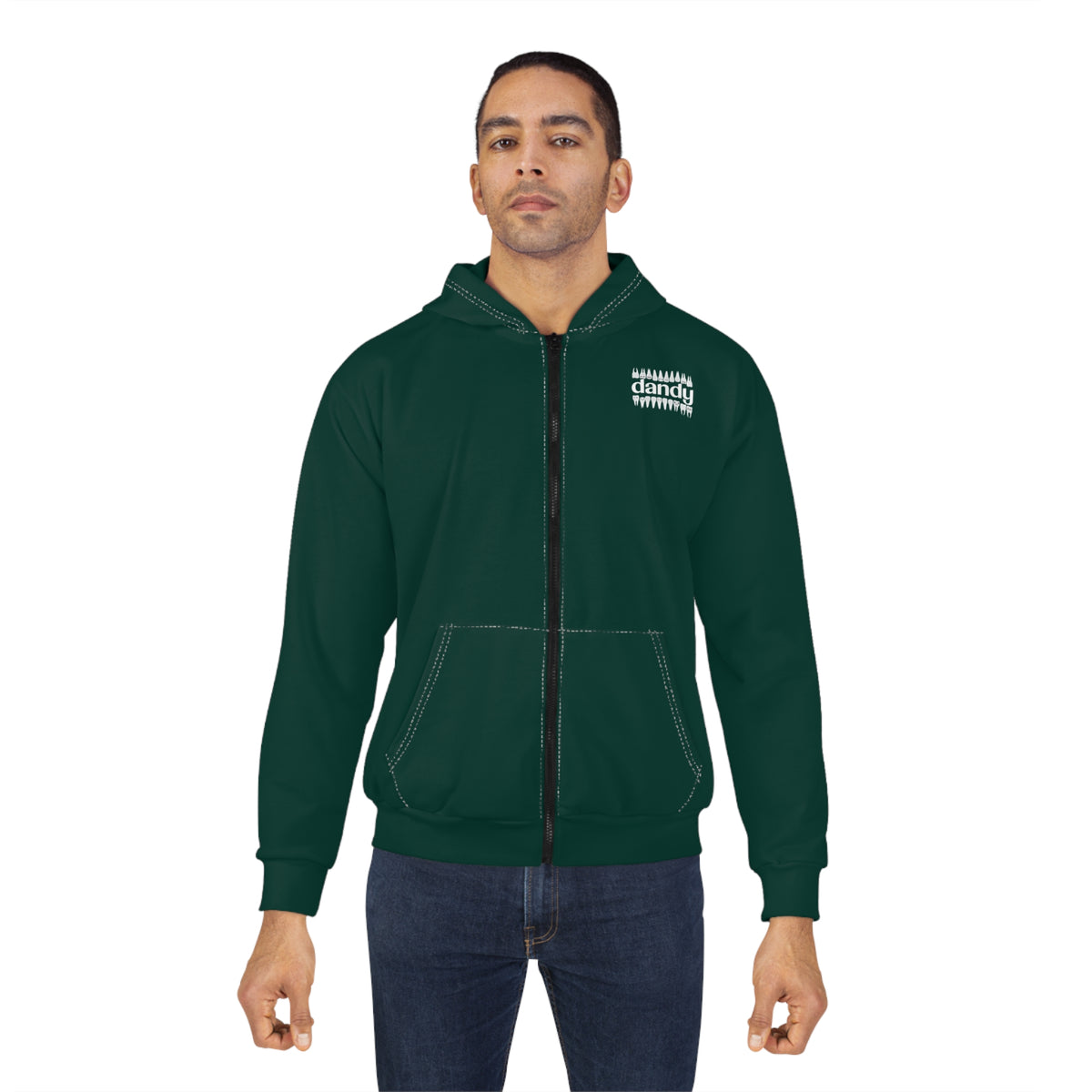 Dandy "We Make Teeth" High Quality Unisex Zip Hoodie (AOP)