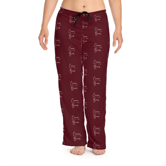 Cannon Beach w/ Heart - Maroon - High Quality Ultra Soft & Comfy Pajama Pants - Made in USA