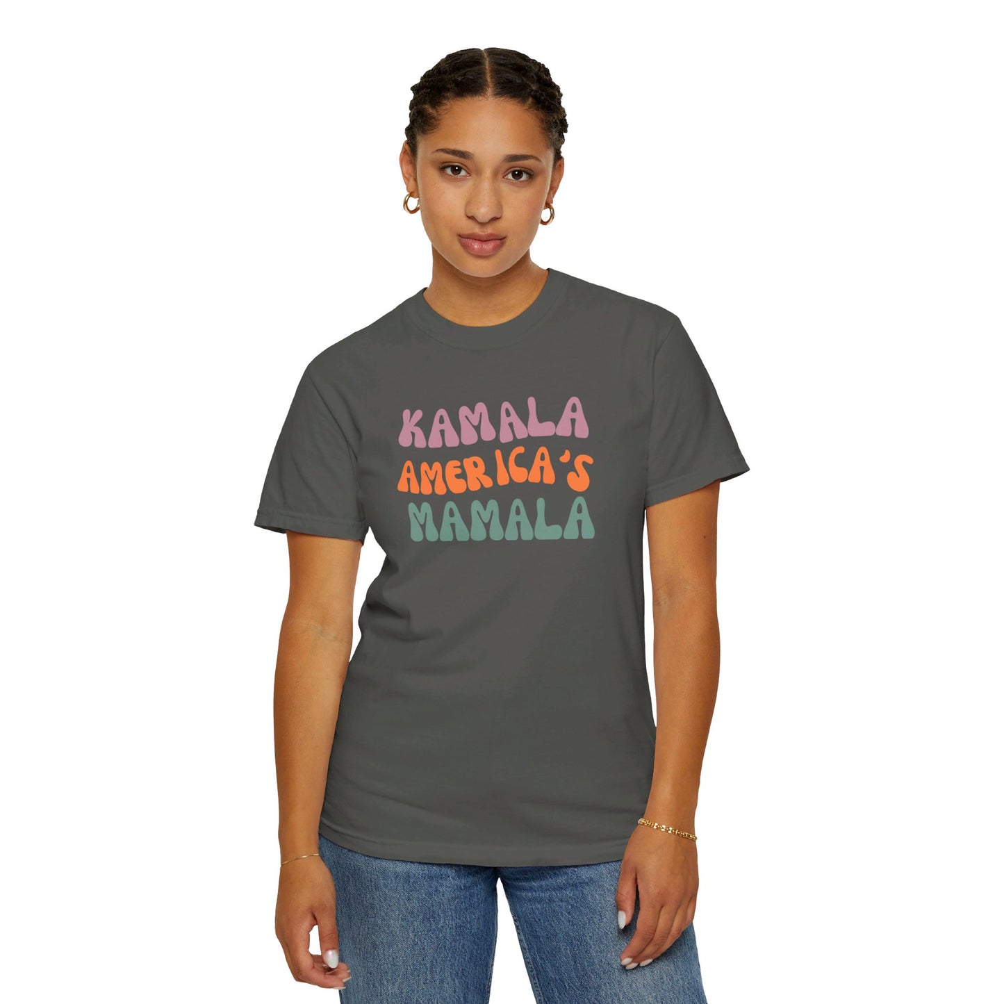 Kamala America's Mamala - Text - Unisex Garment-Dyed T-shirt