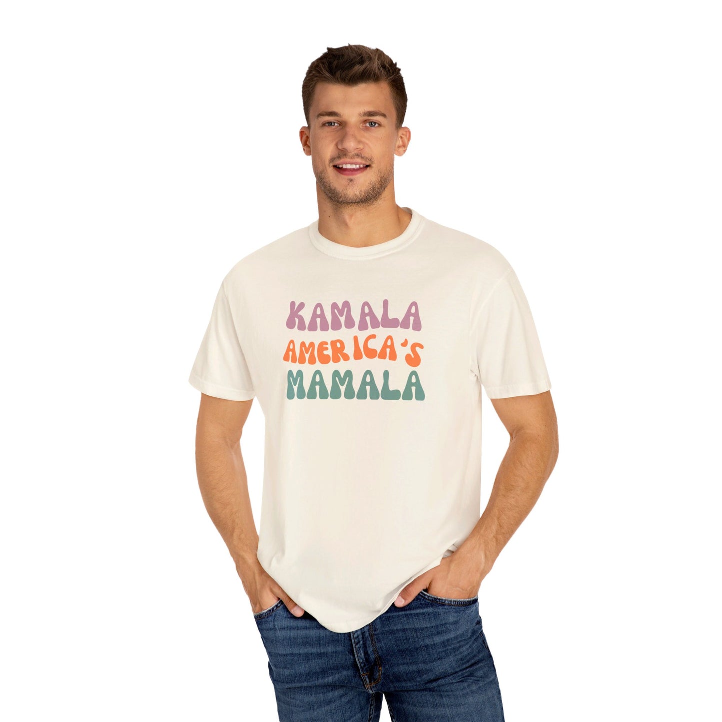 Kamala America's Mamala - Text - Unisex Garment-Dyed T-shirt