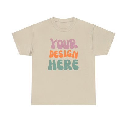 Custom Printed T-Shirt - Upload a Photo or Design and We'll Print and Ship - Many Colors Available - Unisex Heavy Cotton Tee