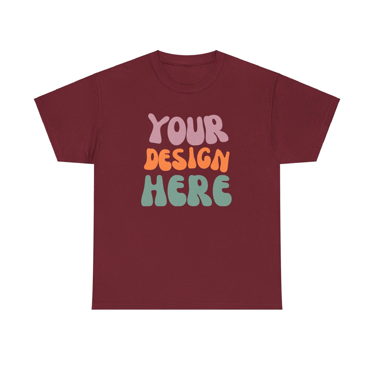 Custom Printed T-Shirt - Upload a Photo or Design and We'll Print and Ship - Many Colors Available - Unisex Heavy Cotton Tee