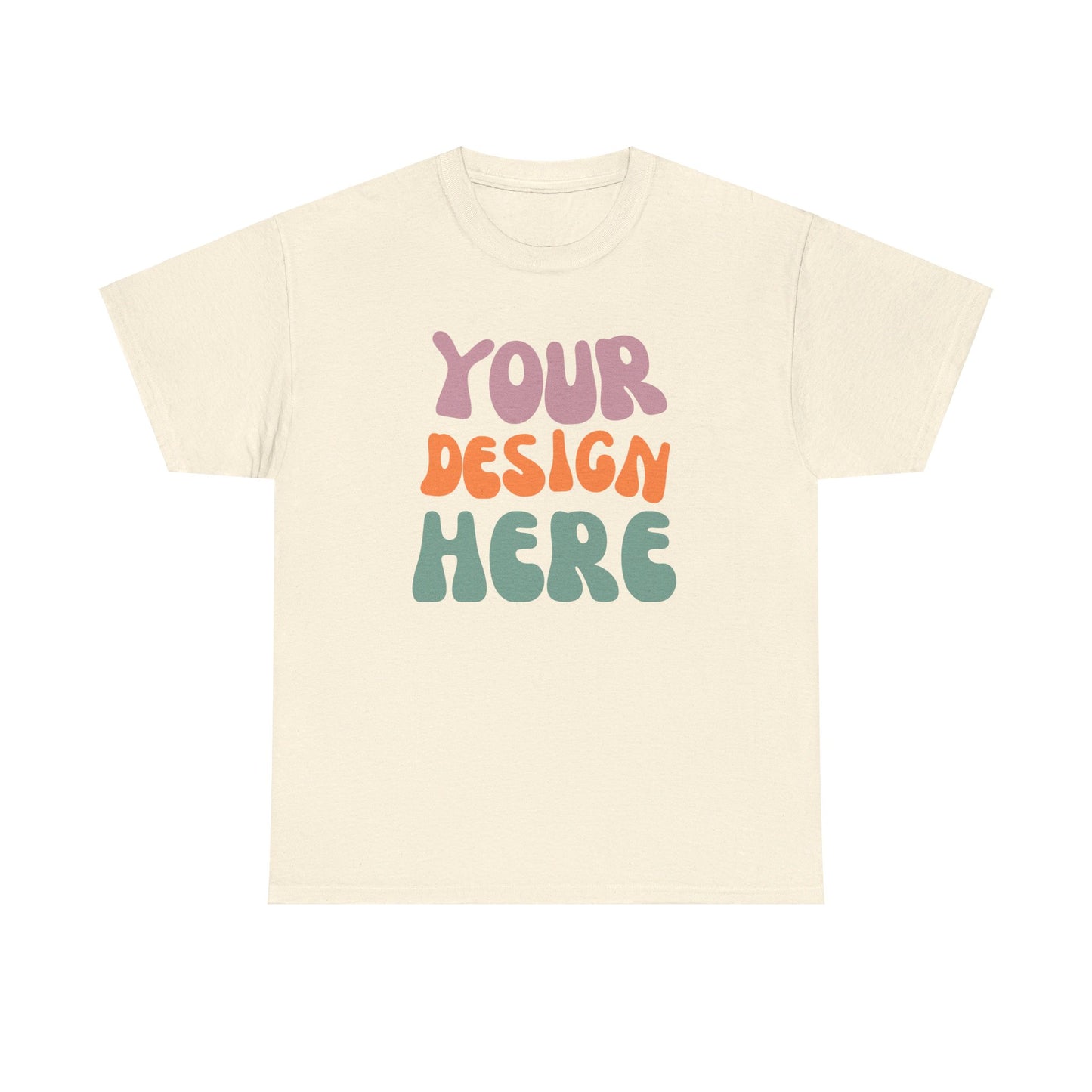 Custom Printed T-Shirt - Upload a Photo or Design and We'll Print and Ship - Many Colors Available - Unisex Heavy Cotton Tee