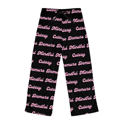 PJs -Very Demure. Very Mindful. Very Cutesy - Black - High Quality Ultra Soft & Comfy Pajama Pants - Made in USA