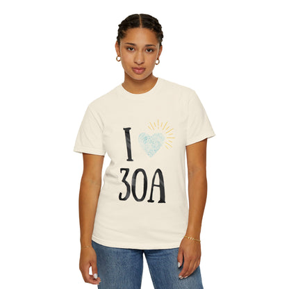 Vintage I Love 30A T-Shirt - Unisex Garment-Dyed T-shirt