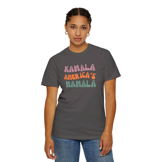 Kamala America's Mamala - Text - Unisex Garment-Dyed T-shirt