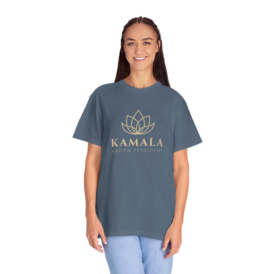 Kamala Madam President w/ Large Fan Design  - Unisex Garment-Dyed T-shirt