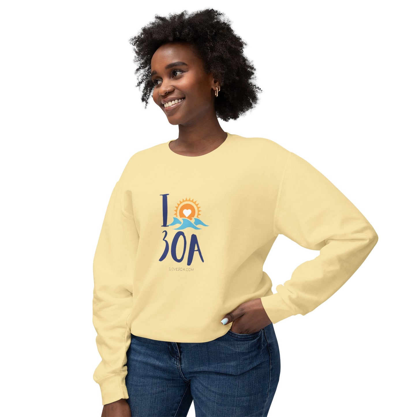 I Love 30A Long Sleeve - Super Soft Unisex Lightweight Crewneck Sweatshirt