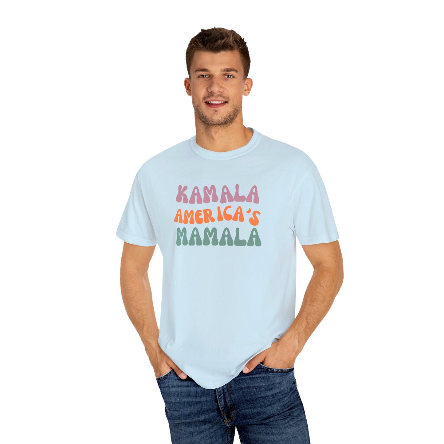 Kamala America's Mamala - Text - Unisex Garment-Dyed T-shirt