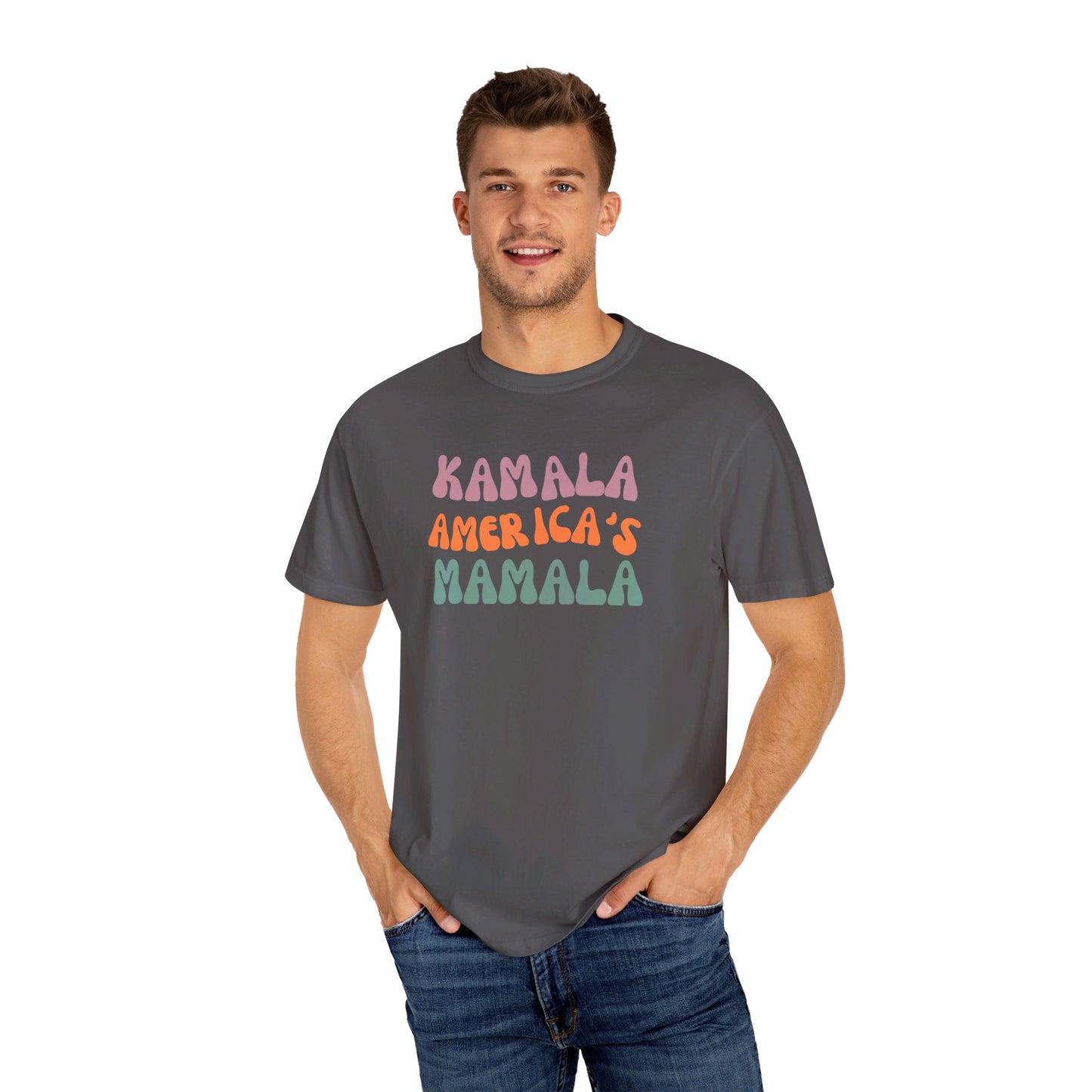 Kamala America's Mamala - Text - Unisex Garment-Dyed T-shirt